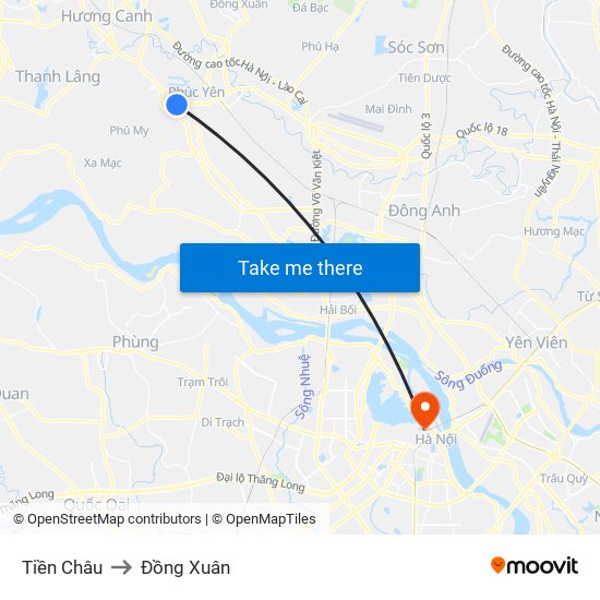 Tiền Châu to Đồng Xuân map