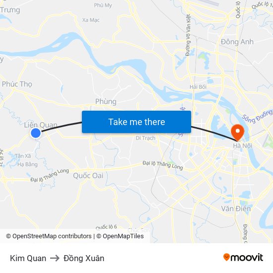 Kim Quan to Đồng Xuân map