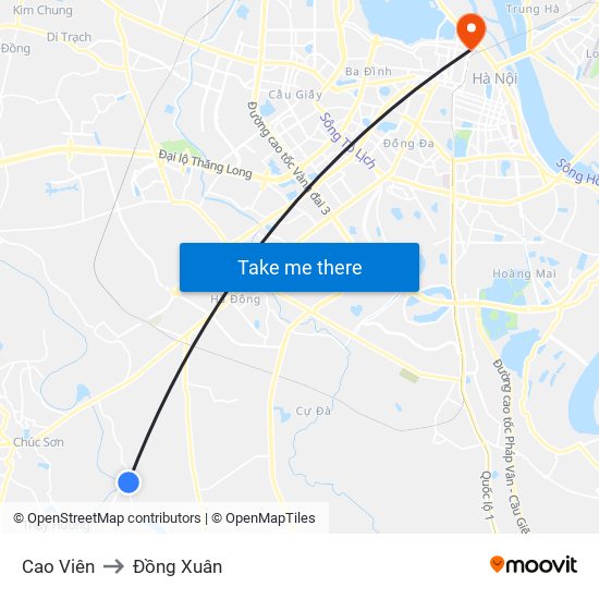 Cao Viên to Đồng Xuân map