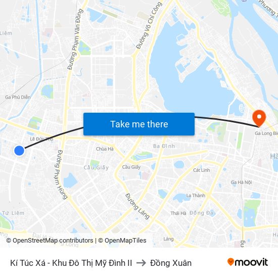 Kí Túc Xá - Khu Đô Thị Mỹ Đình II to Đồng Xuân map