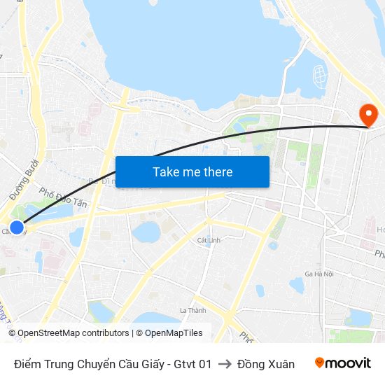Điểm Trung Chuyển Cầu Giấy - Gtvt 01 to Đồng Xuân map