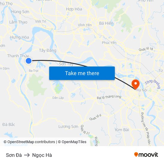 Sơn Đà to Ngọc Hà map