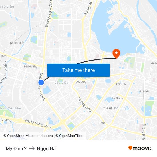 Mỹ Đình 2 to Ngọc Hà map