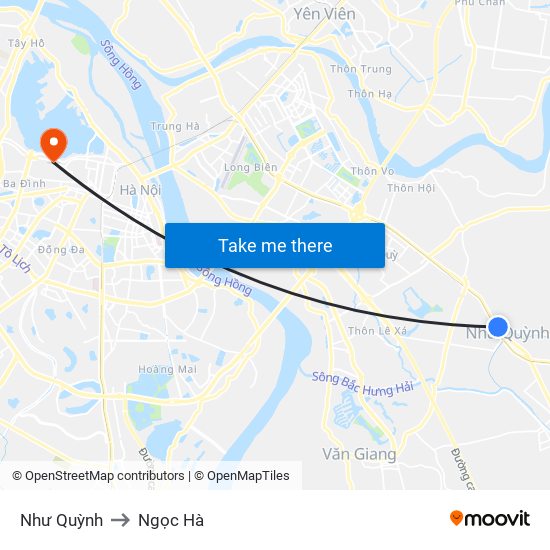 Như Quỳnh to Ngọc Hà map