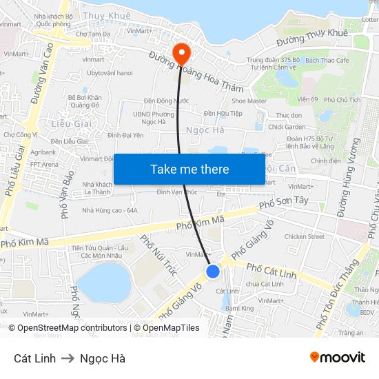 Cát Linh to Ngọc Hà map