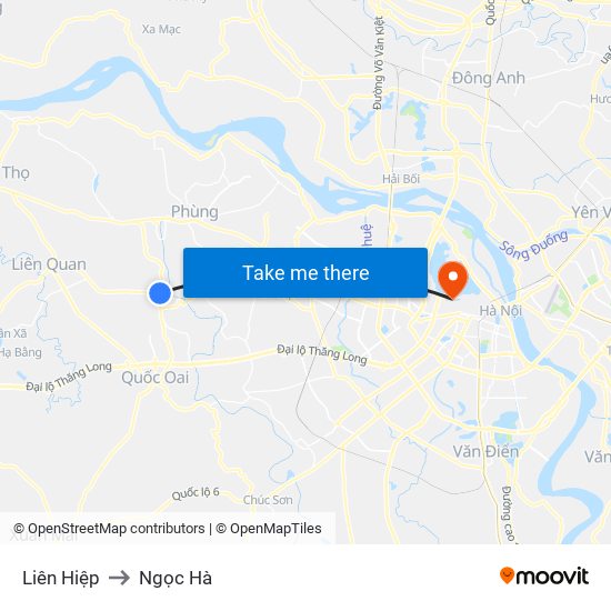 Liên Hiệp to Ngọc Hà map
