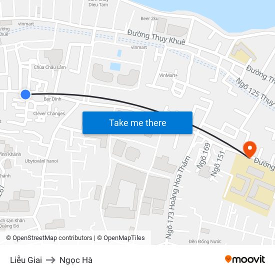 Liễu Giai to Ngọc Hà map