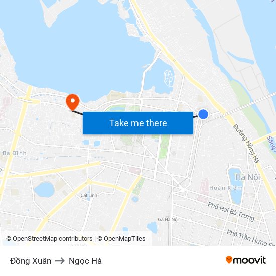 Đồng Xuân to Ngọc Hà map