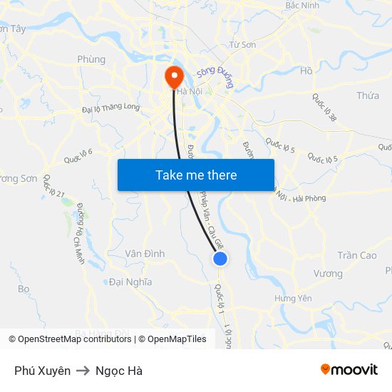 Phú Xuyên to Ngọc Hà map