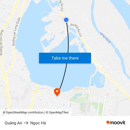 Quảng An to Ngọc Hà map