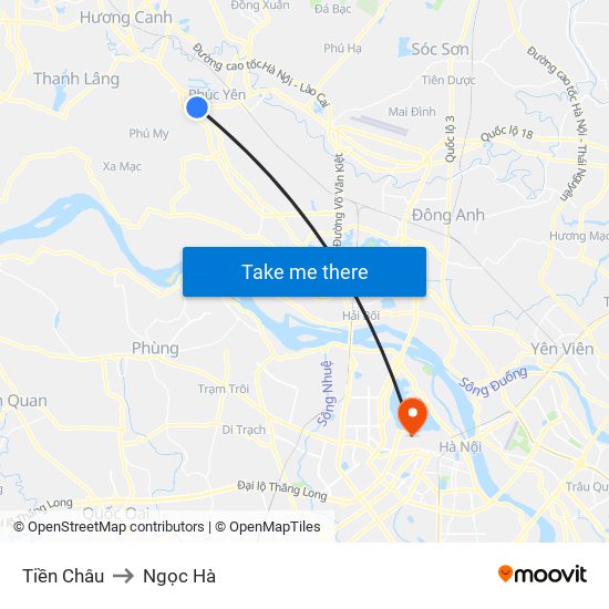 Tiền Châu to Ngọc Hà map