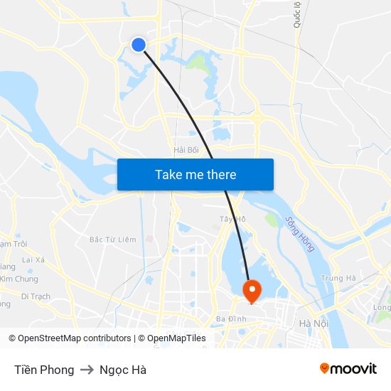 Tiền Phong to Ngọc Hà map