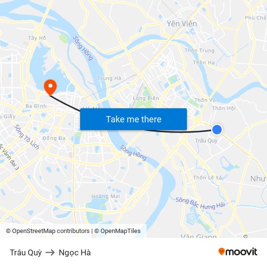 Trâu Quỳ to Ngọc Hà map