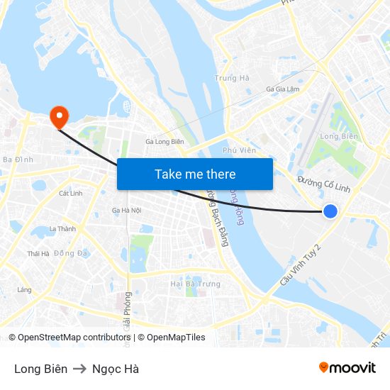 Long Biên to Ngọc Hà map