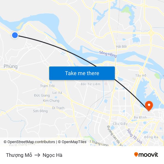 Thượng Mỗ to Ngọc Hà map