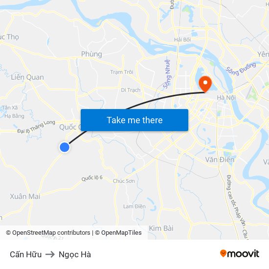 Cấn Hữu to Ngọc Hà map