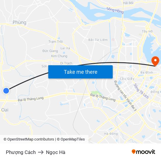 Phượng Cách to Ngọc Hà map