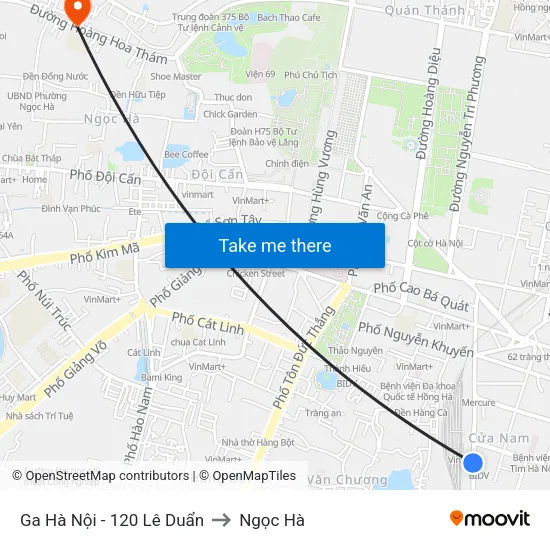 Ga Hà Nội - 120 Lê Duẩn to Ngọc Hà map