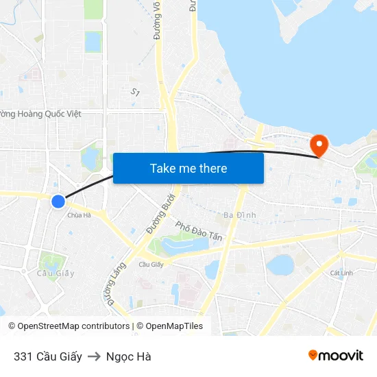331 Cầu Giấy to Ngọc Hà map