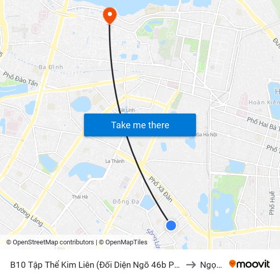 B10 Tập Thể Kim Liên (Đối Diện Ngõ 46b Phạm Ngọc Thạch) to Ngọc Hà map