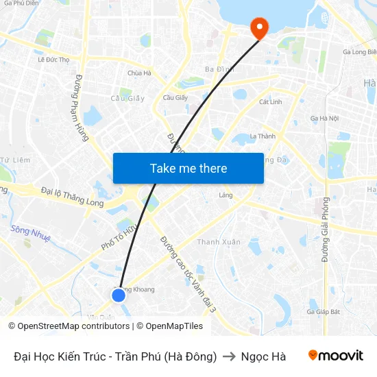 Đại Học Kiến Trúc - Trần Phú (Hà Đông) to Ngọc Hà map