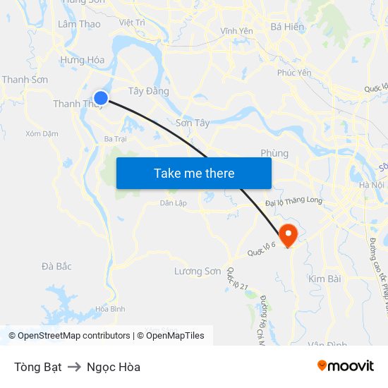 Tòng Bạt to Ngọc Hòa map