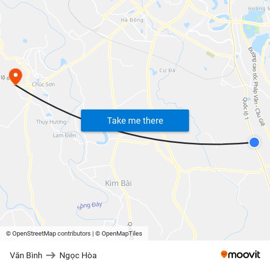 Văn Bình to Ngọc Hòa map