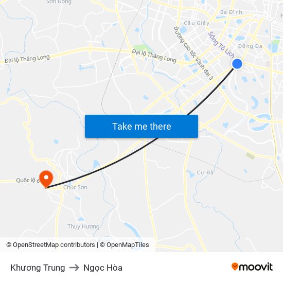 Khương Trung to Ngọc Hòa map