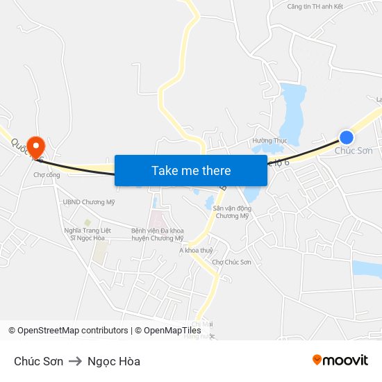 Chúc Sơn to Ngọc Hòa map