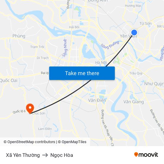 Xã Yên Thường to Ngọc Hòa map