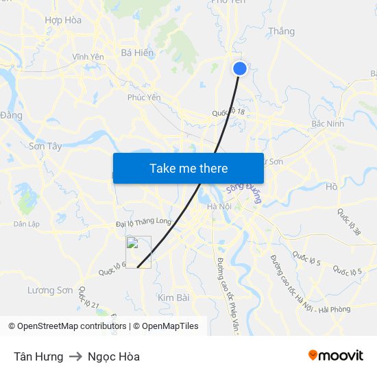 Tân Hưng to Ngọc Hòa map