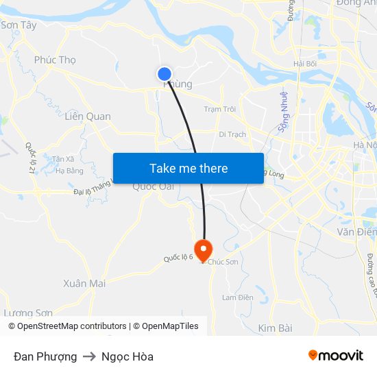 Đan Phượng to Ngọc Hòa map