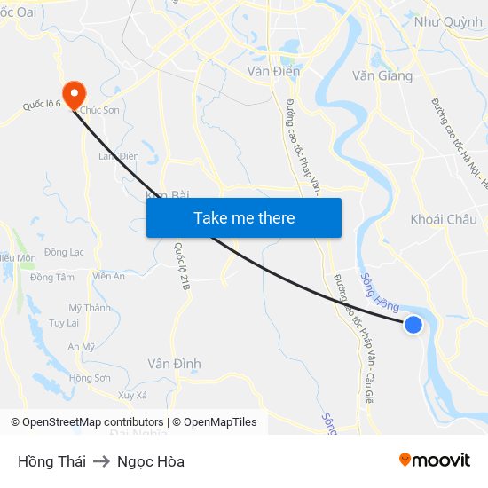 Hồng Thái to Ngọc Hòa map