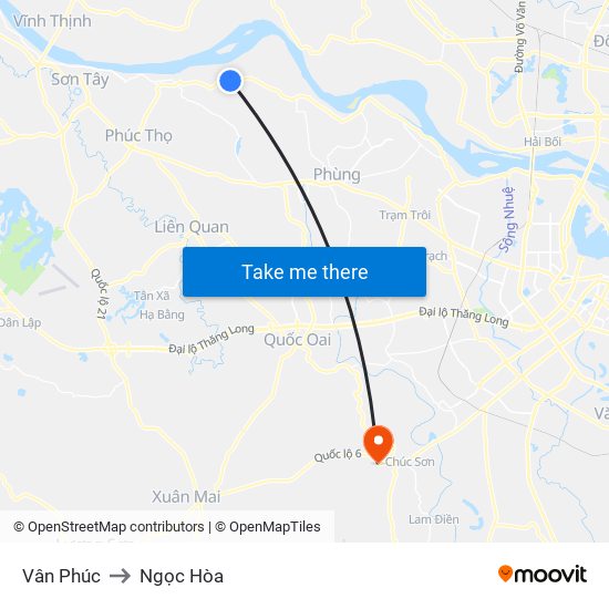 Vân Phúc to Ngọc Hòa map