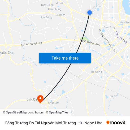 Cổng Trường Đh Tài Nguyên Môi Trường to Ngọc Hòa map