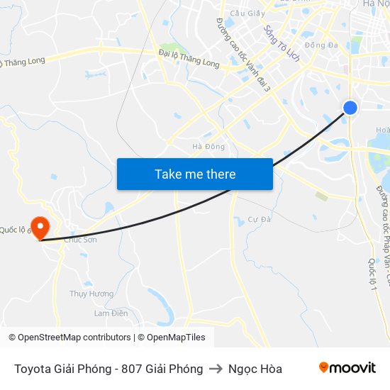 Toyota Giải Phóng - 807 Giải Phóng to Ngọc Hòa map