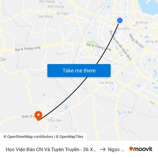 Học Viện Báo Chí Và Tuyên Truyền - 36 Xuân Thủy to Ngọc Hòa map