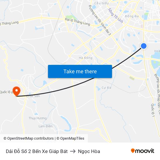 Dải Đỗ Số 2 Bến Xe Giáp Bát to Ngọc Hòa map