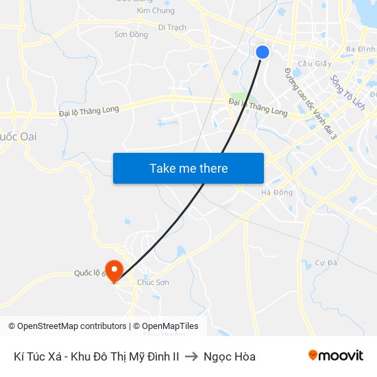 Kí Túc Xá - Khu Đô Thị Mỹ Đình II to Ngọc Hòa map