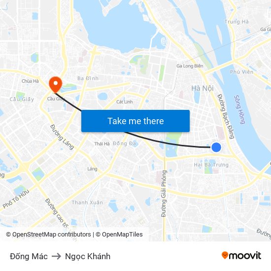 Đống Mác to Ngọc Khánh map