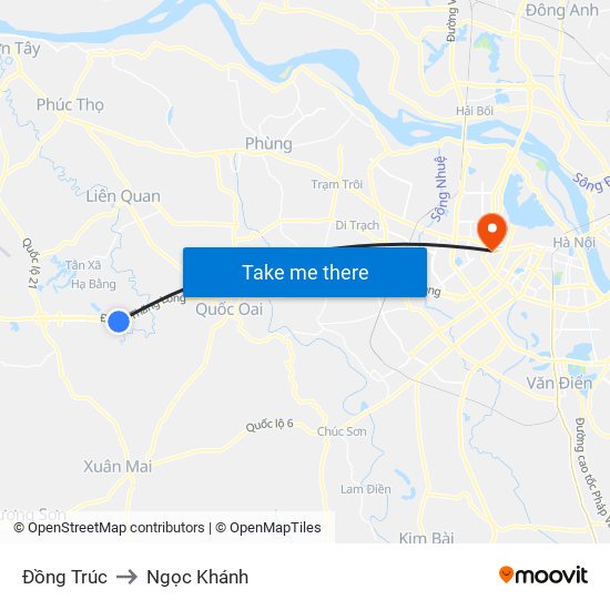 Đồng Trúc to Ngọc Khánh map