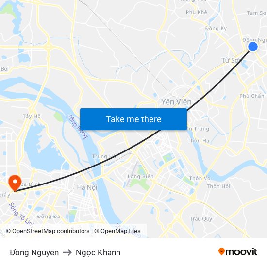 Đồng Nguyên to Ngọc Khánh map