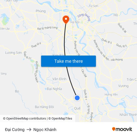 Đại Cường to Ngọc Khánh map