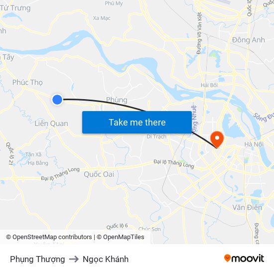 Phụng Thượng to Ngọc Khánh map