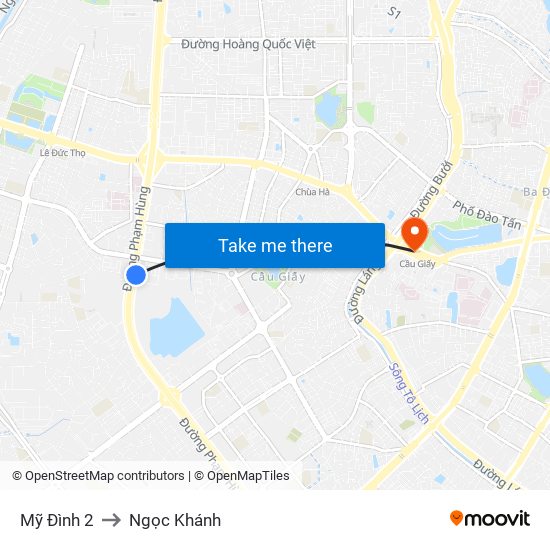 Mỹ Đình 2 to Ngọc Khánh map