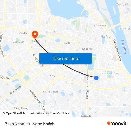 Bách Khoa to Ngọc Khánh map