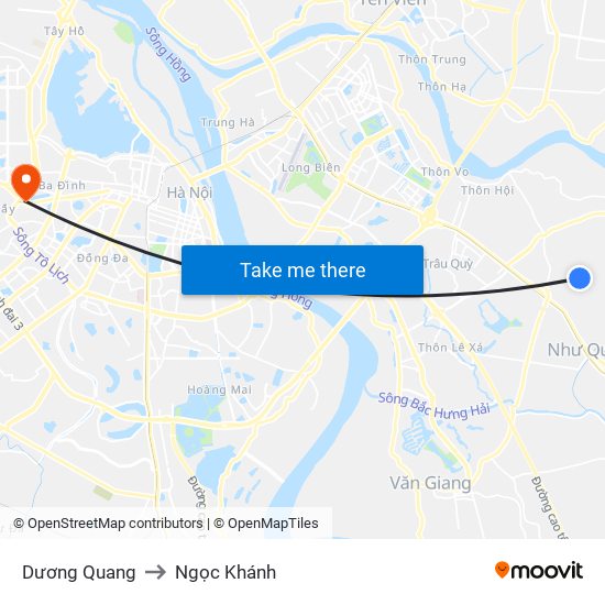 Dương Quang to Ngọc Khánh map