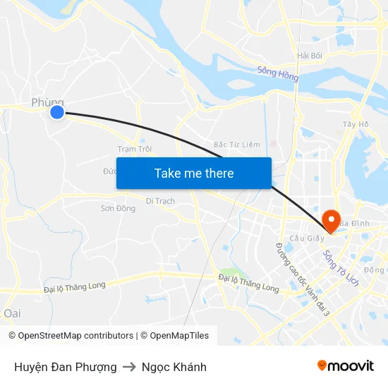 Huyện Đan Phượng to Ngọc Khánh map