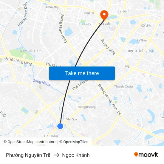 Phường Nguyễn Trãi to Ngọc Khánh map