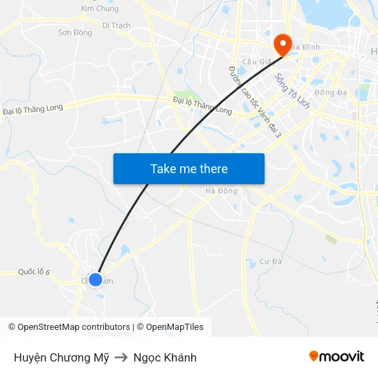 Huyện Chương Mỹ to Ngọc Khánh map